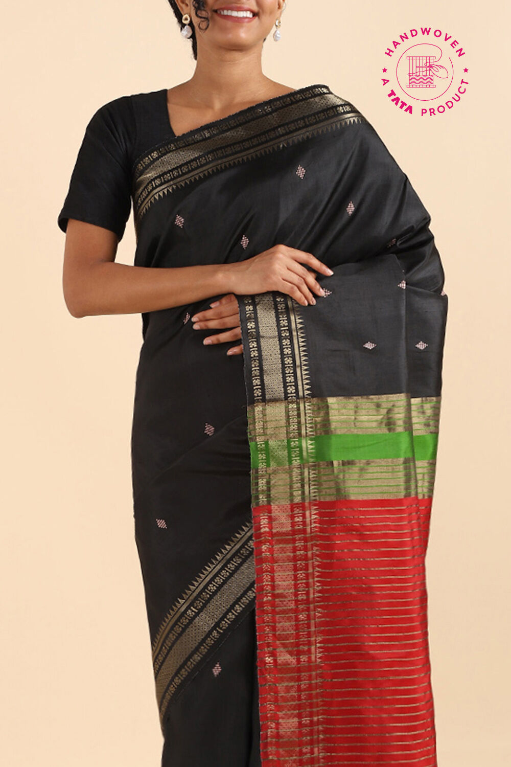 Black Pure Silk Soft Silk Saree image number null