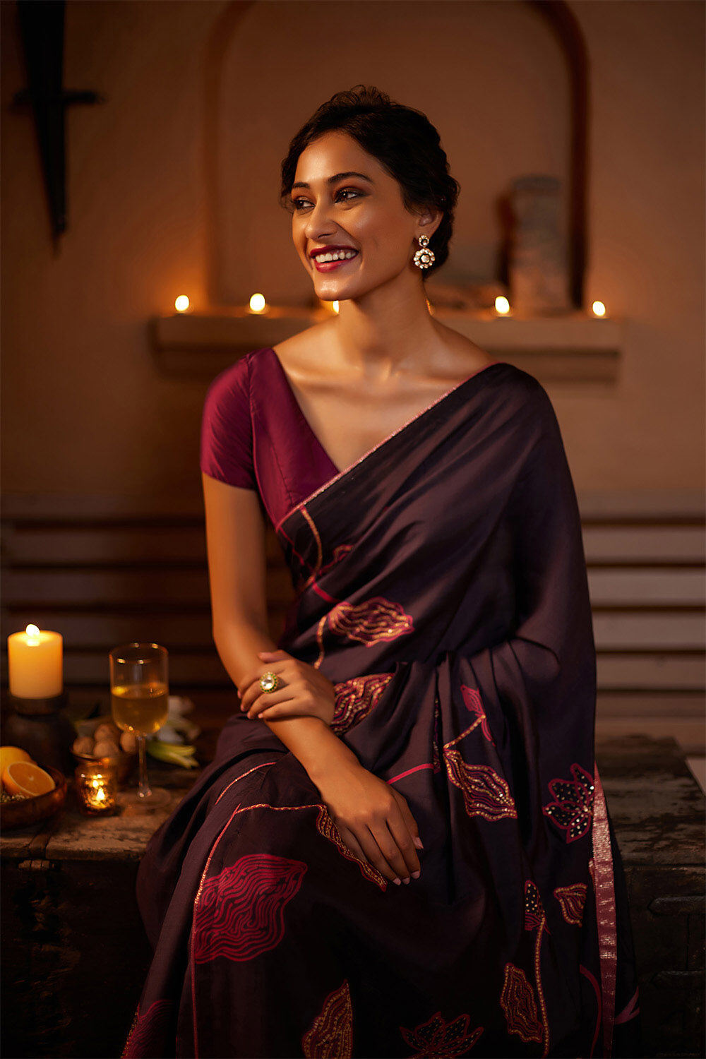Black Hand Painted Pure Tussar Silk Saree image number null