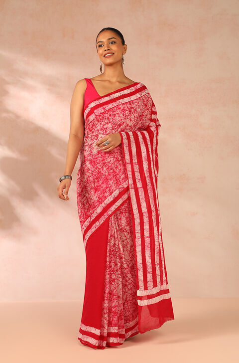 Red Ujjain Pure Cotton Printed Saree