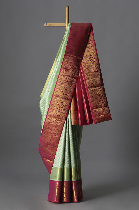 Light Green Pure Silk Kanjivaram Saree