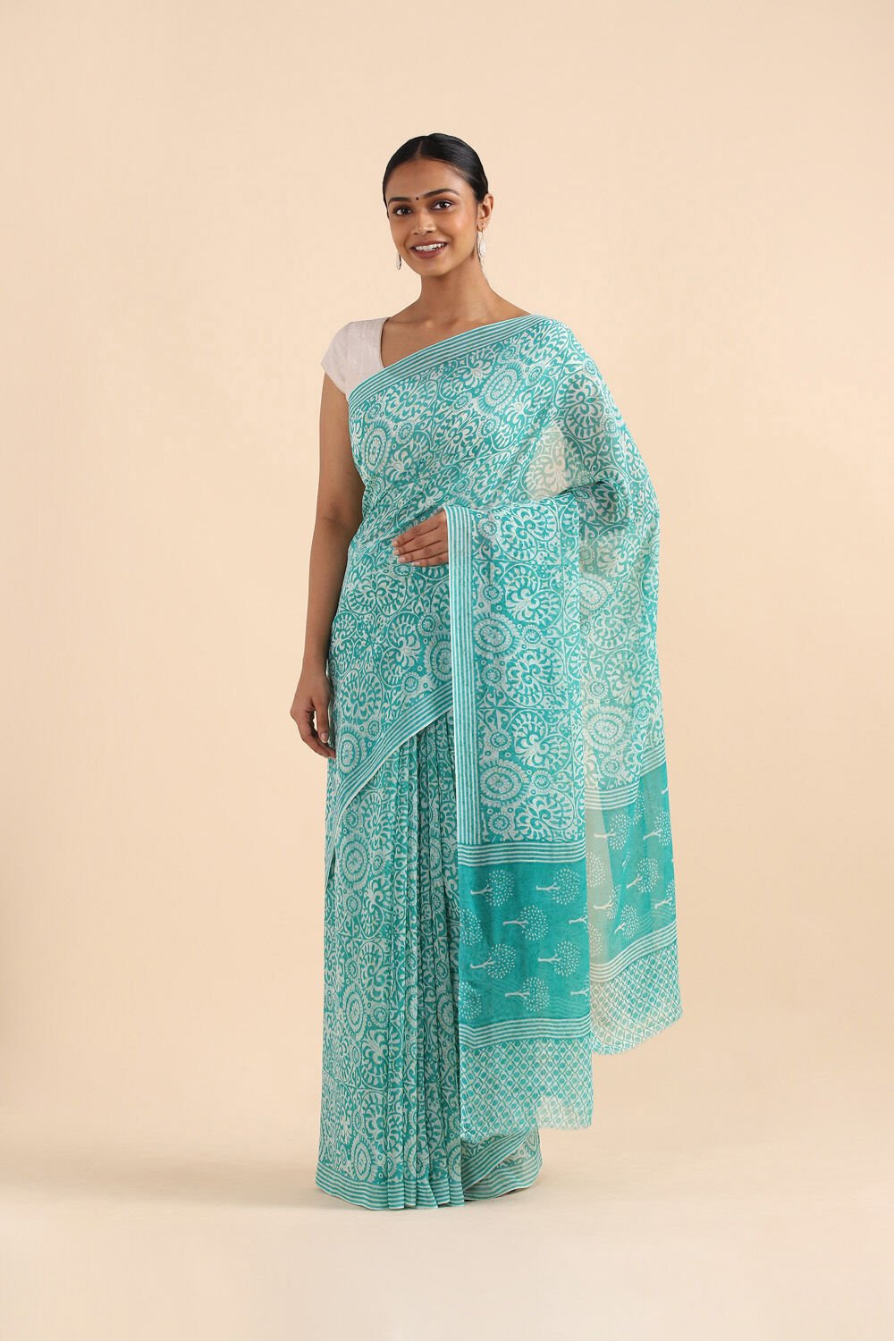 Light Green Viscose Georgette Silk Saree image number null