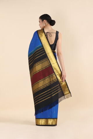 Blue Pure Silk Kanjivaram Saree thumbnail image number null