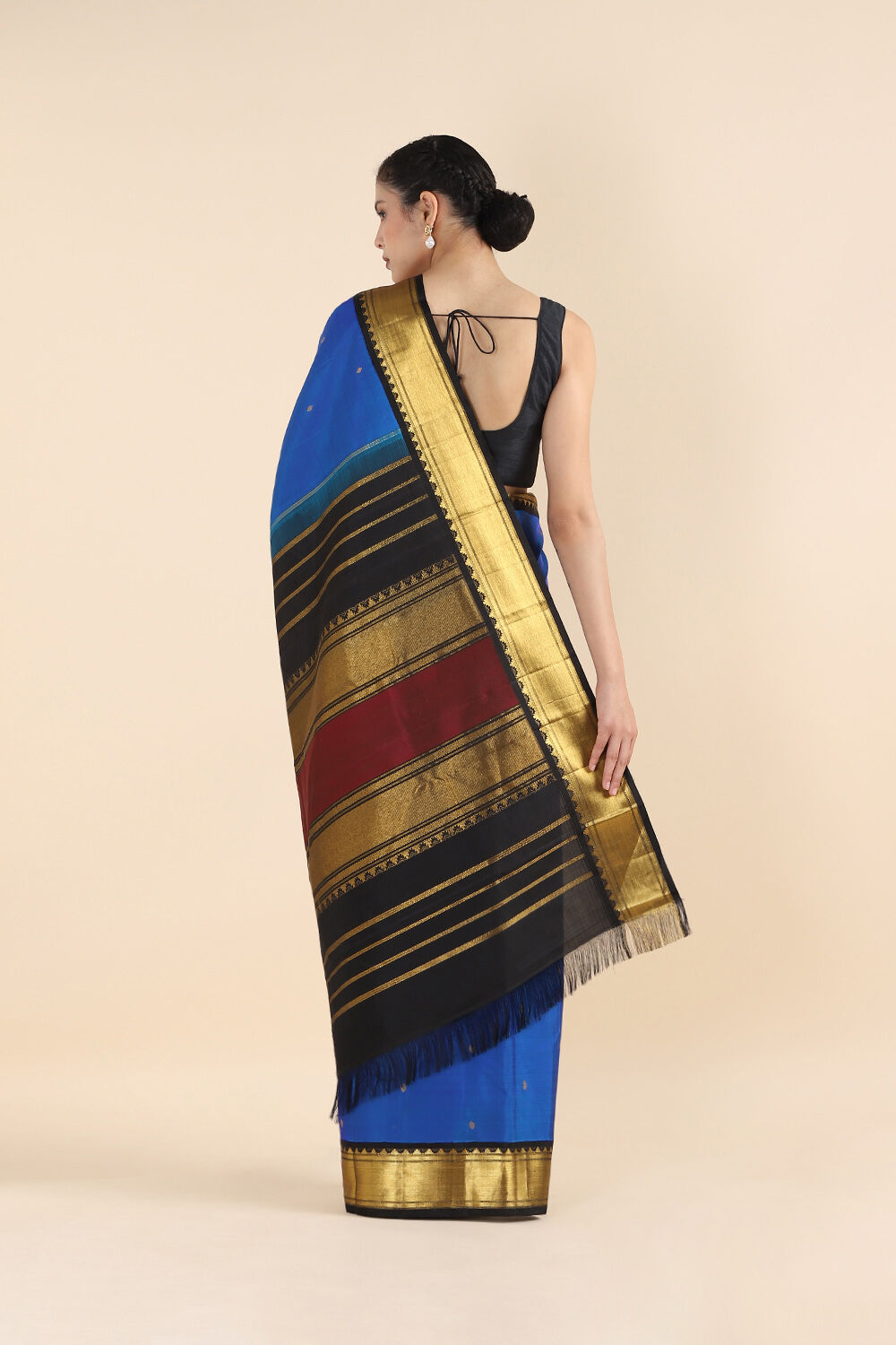 Blue Pure Silk Kanjivaram Saree image number null