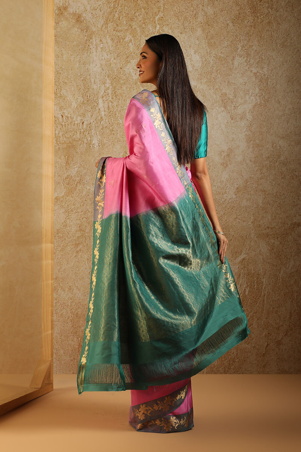 Pink South Pure Silk Woven Saree image number null