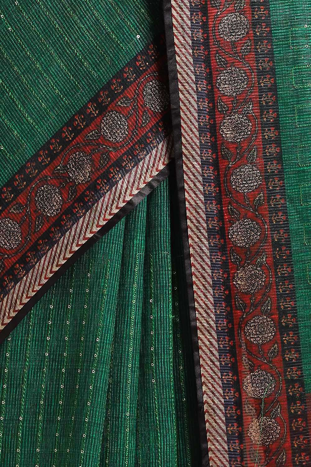Green Pure Embroidered Saree image number null