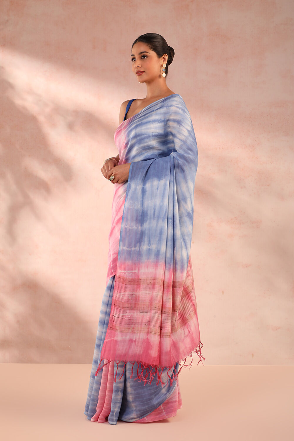 Multicoloured Silk Modal Tie and Dye Saree image number null