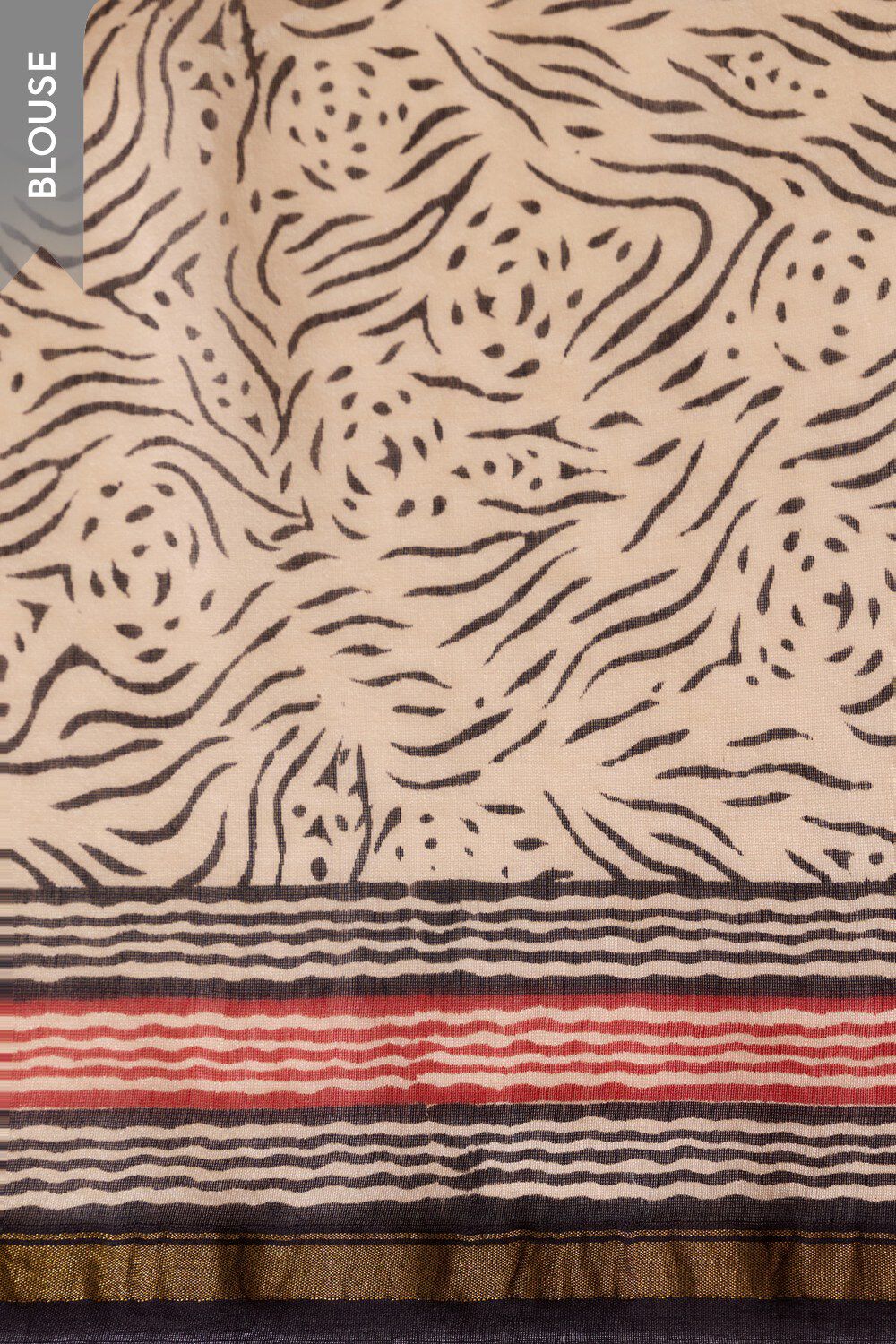 Black Bagru Bagru Block Printed Pure Silk Cotton Saree image number null