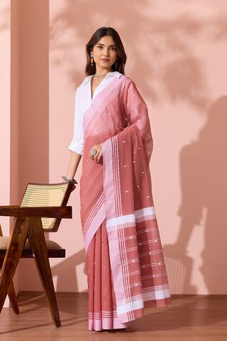 Light Red Woven Design Pure Silk Cotton Chanderi Saree image number