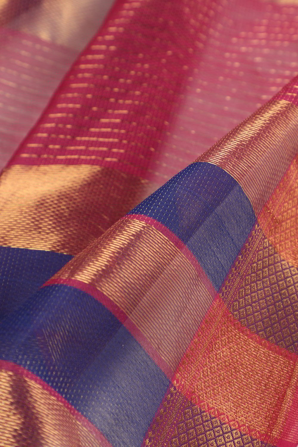 Blue Woven Pure Silk Cotton Maheswari Saree image number null