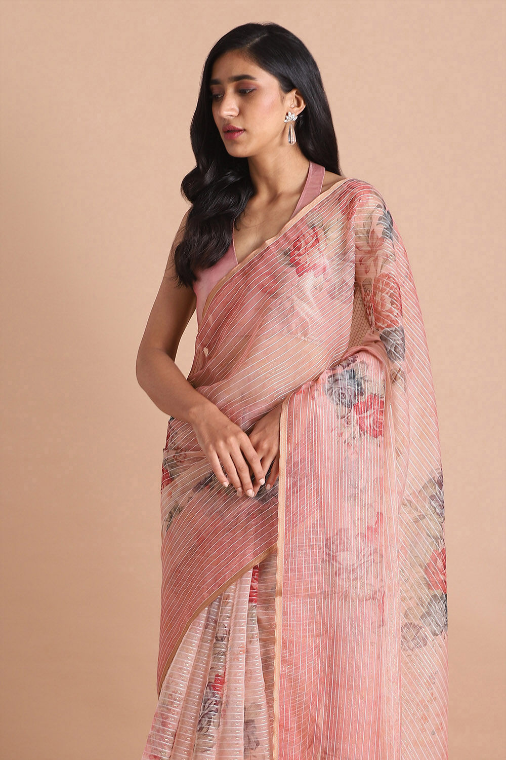 Pink Pure Embroidered Saree image number null