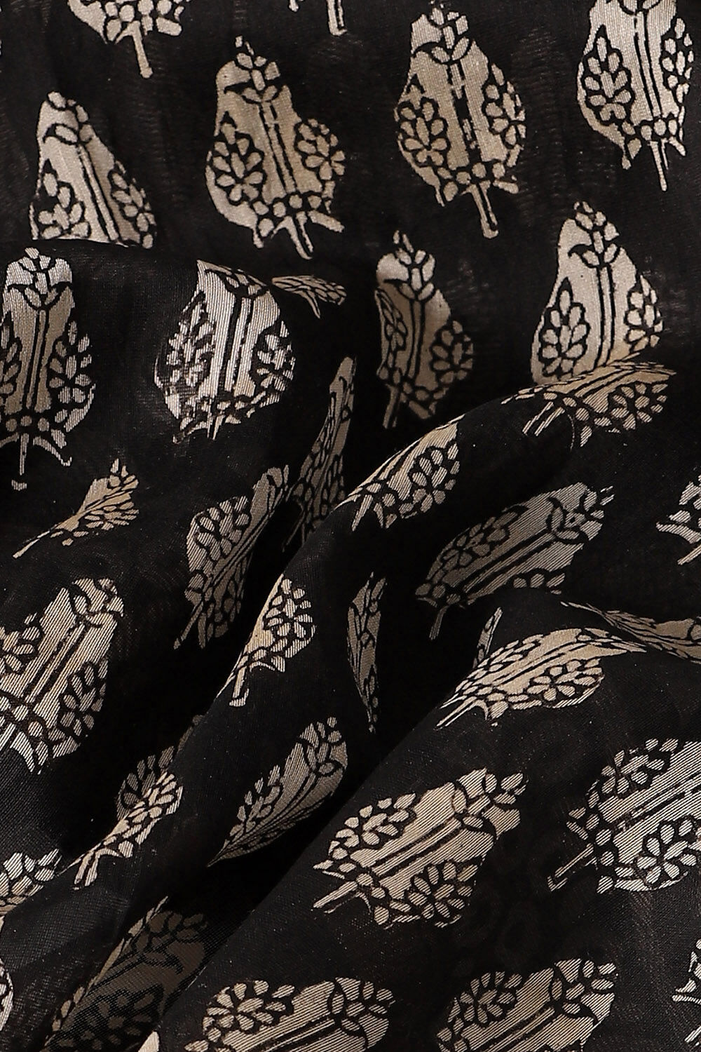 Black Pure Silk Cotton Bagru Printed Saree image number null
