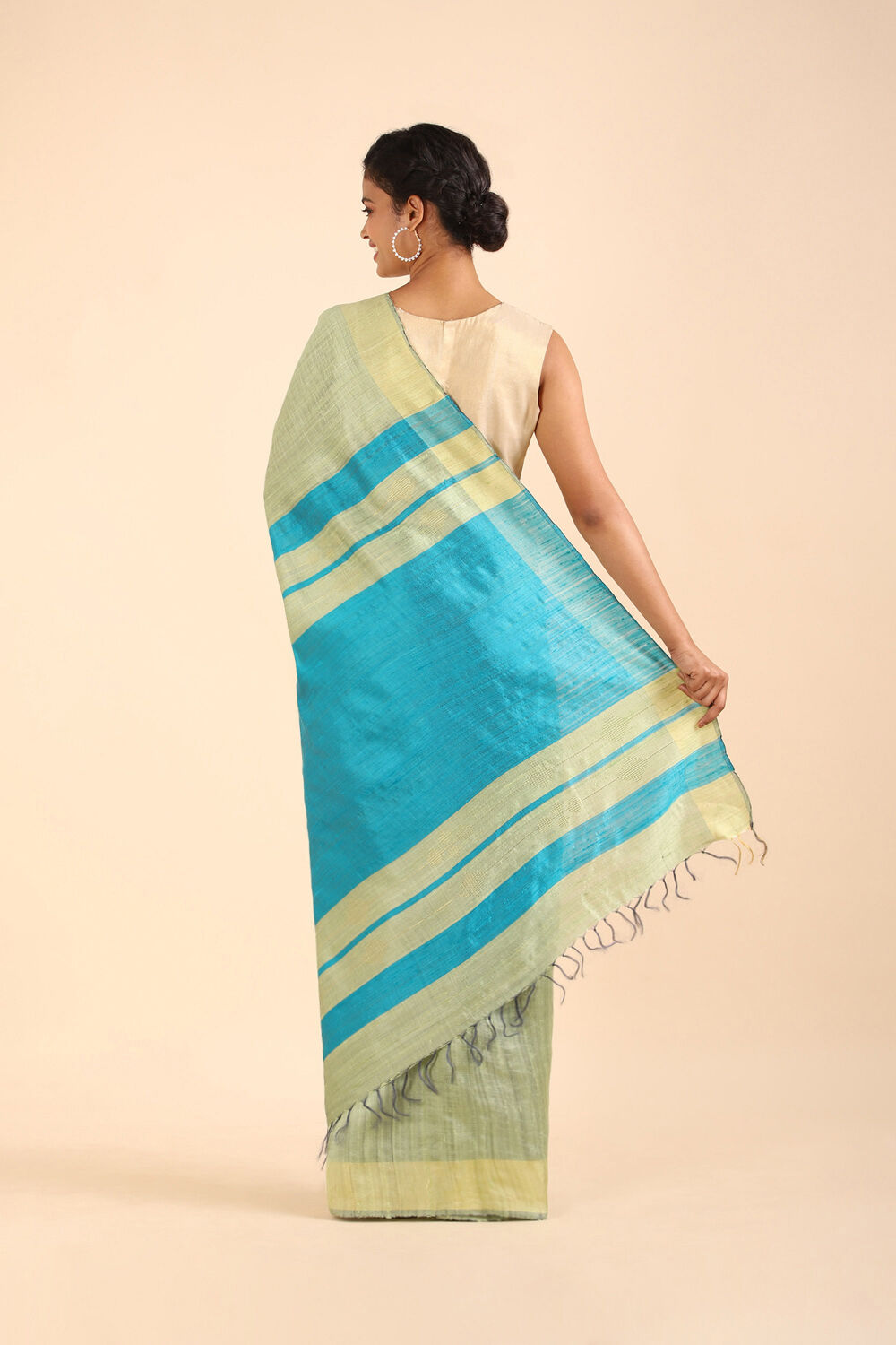 Light Green Pure Khadi Silk Bhagalpur Saree image number null