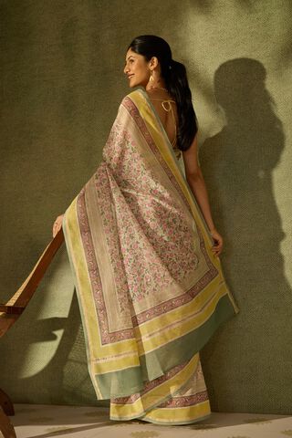Pink Rajasthan Pure Silk Cotton Printed Sanganeri Saree thumbnail image number null