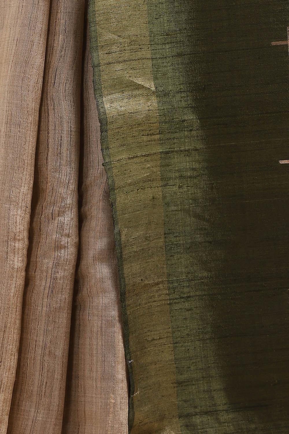 Beige Pure Tussar Silk Bhagalpuri Saree image number null