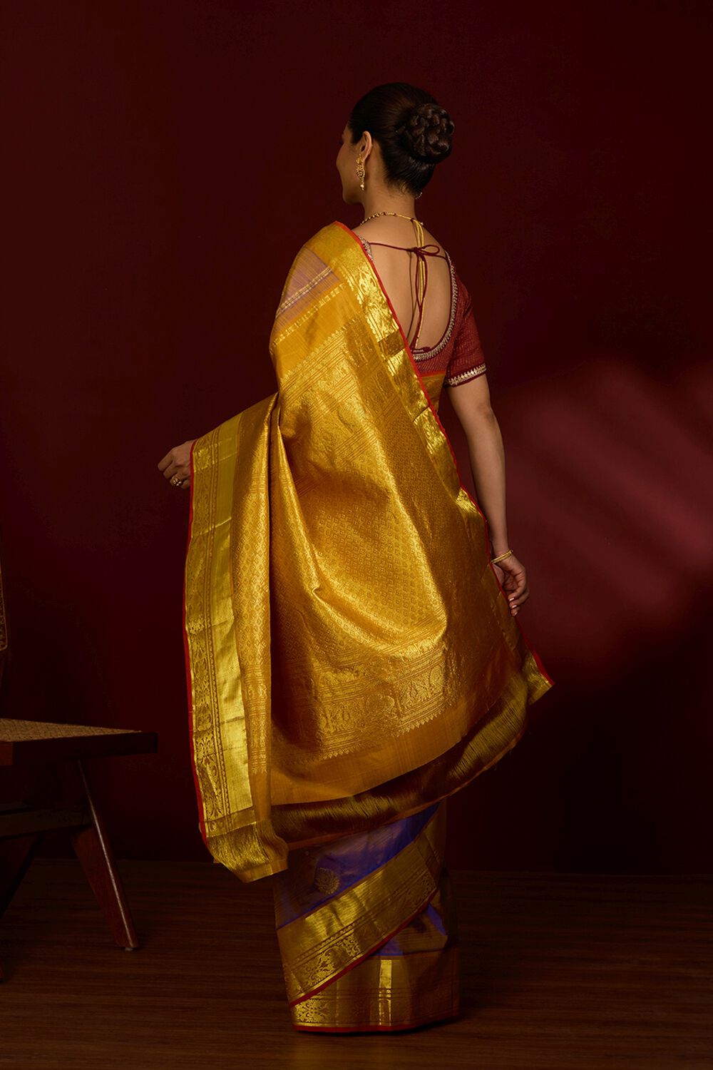 Blue Pure Silk Woven Kanjivaram Saree image number null