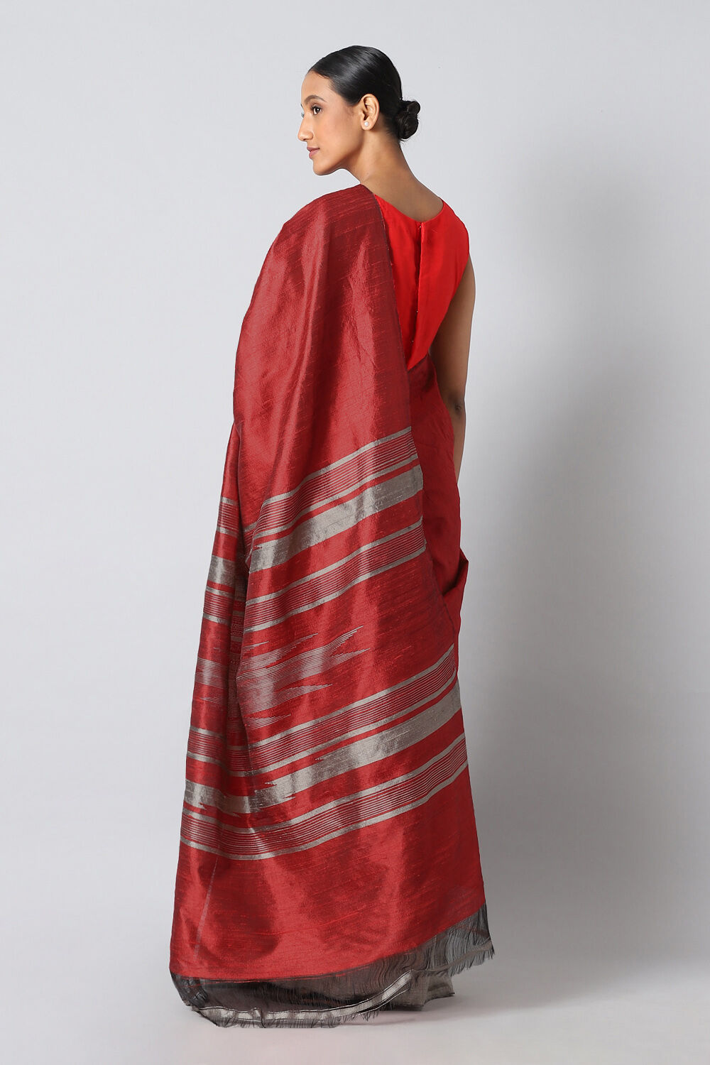 Red Pure Silk Woven Saree image number null