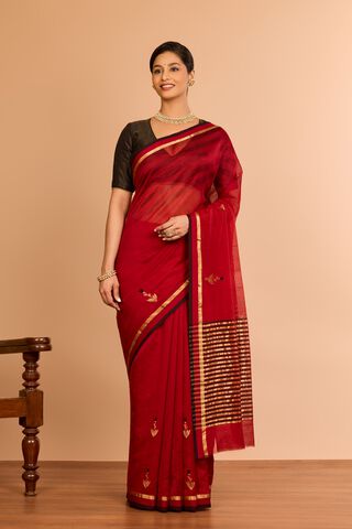 Red Silk Cotton Chanderi Eknaliya Saree thumbnail image number null