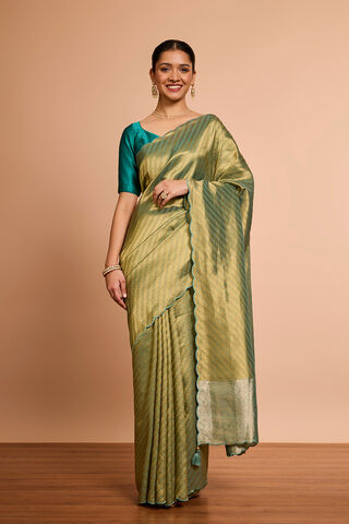 Green Woven Viscose Tissue Saree thumbnail image number null