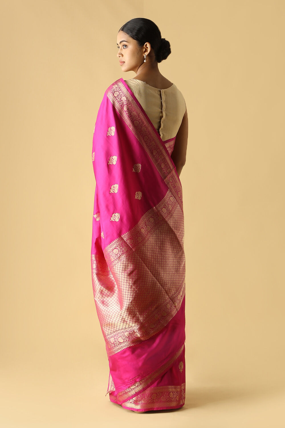 Dark Pink Pure Silk Banarasi Saree image number null