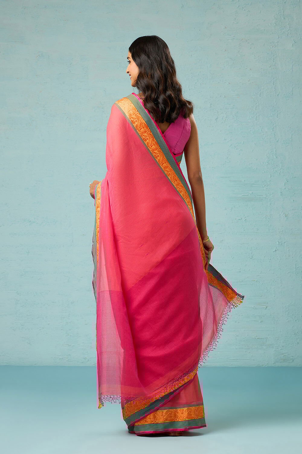 Pink Bengal Pure Cotton Jamdani Saree image number null
