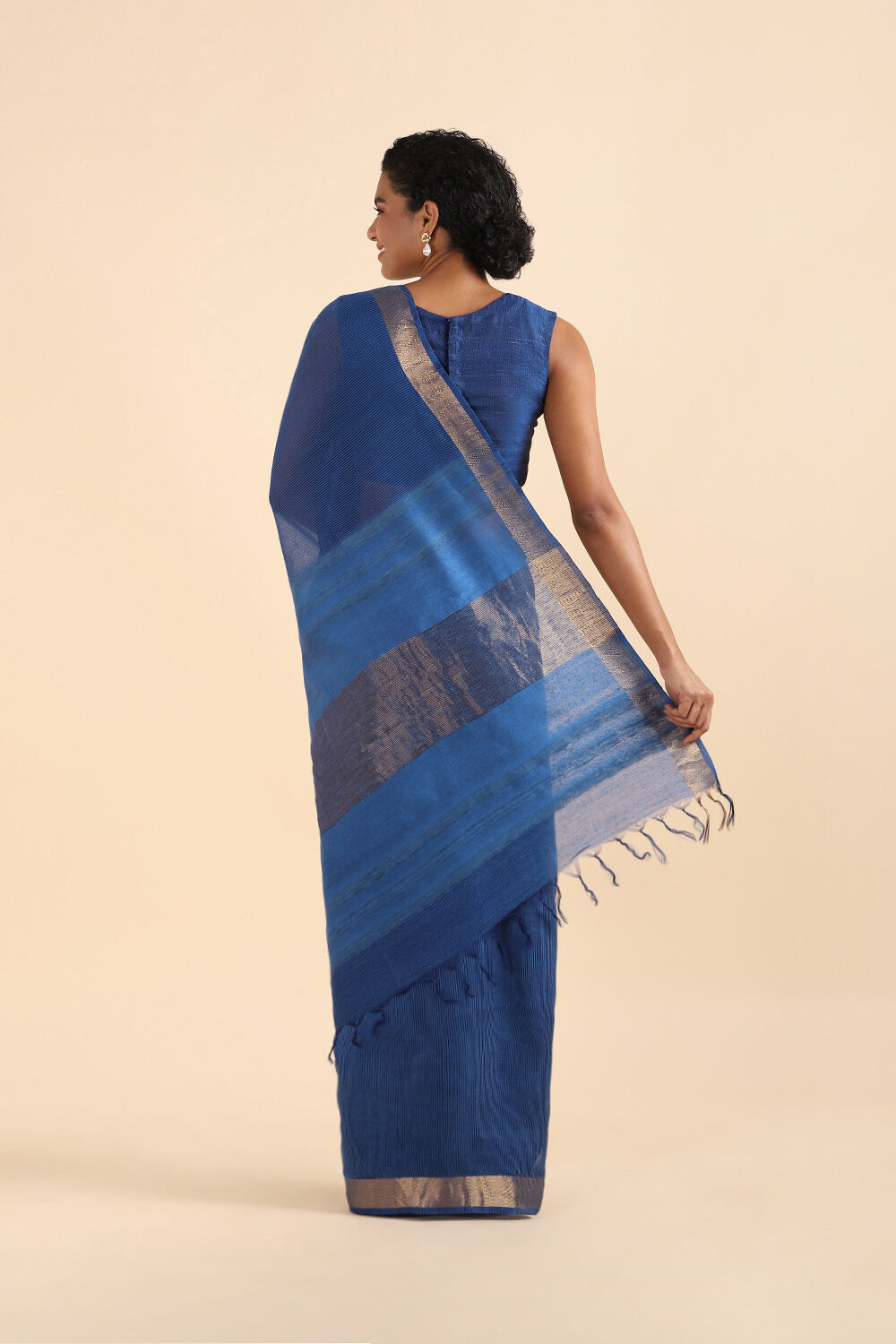 Blue Pure Silk Woven Saree image number null