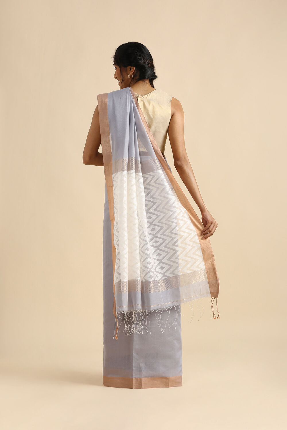 Blue Pure Silk Cotton Bengal Saree image number null