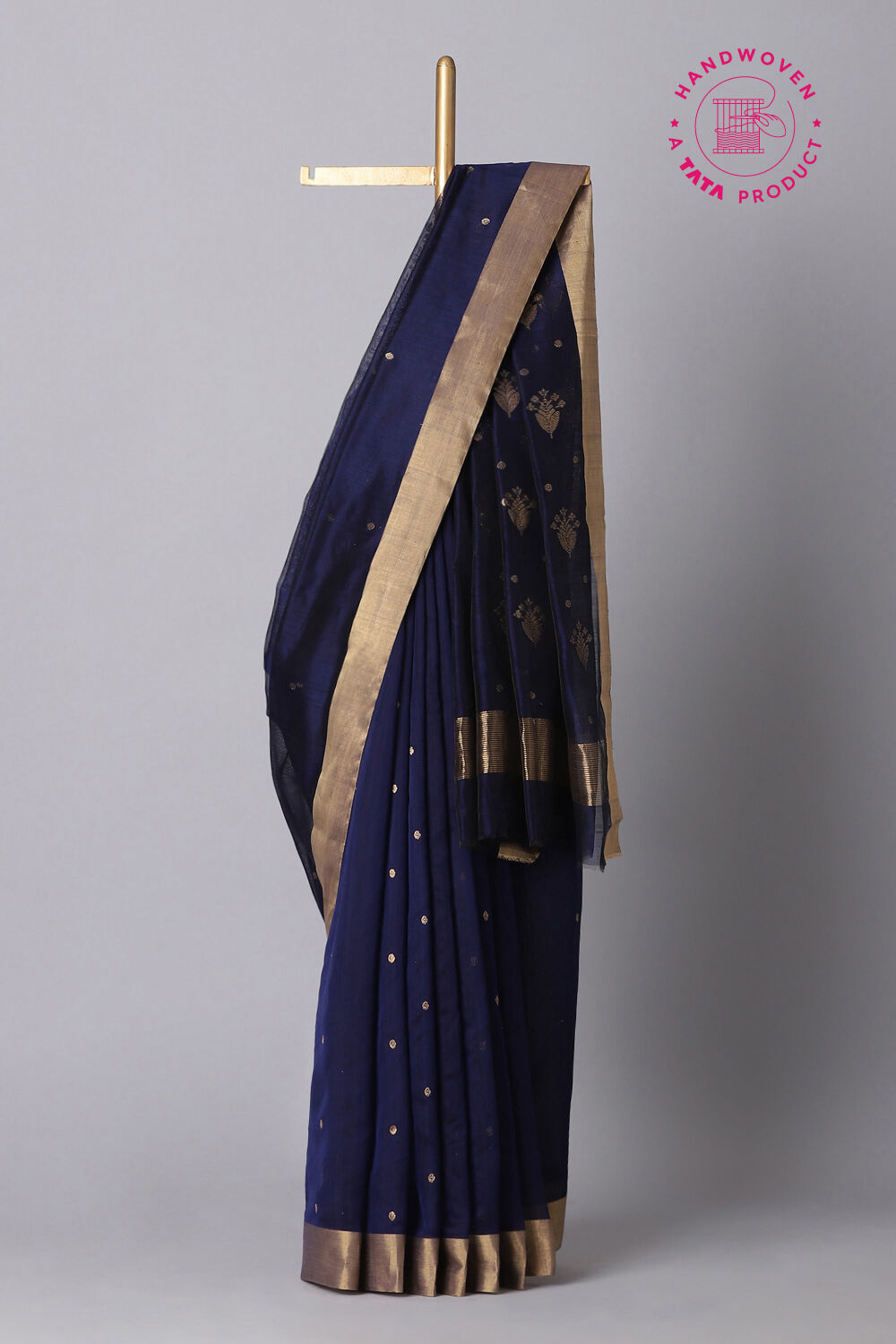 Blue Pure Silk Cotton Chanderi Saree image number null
