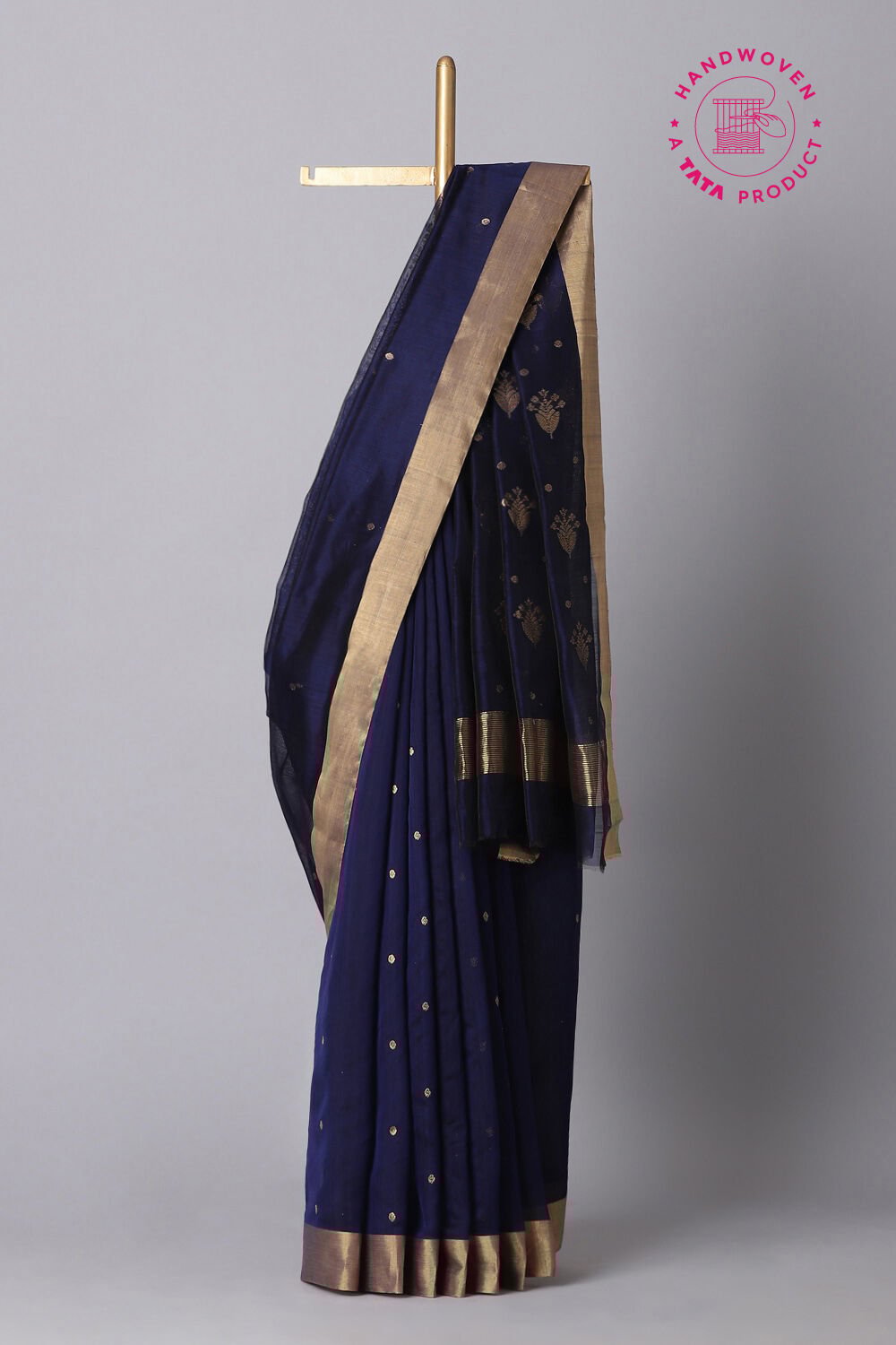 Blue Pure Silk Cotton Chanderi Saree image number null