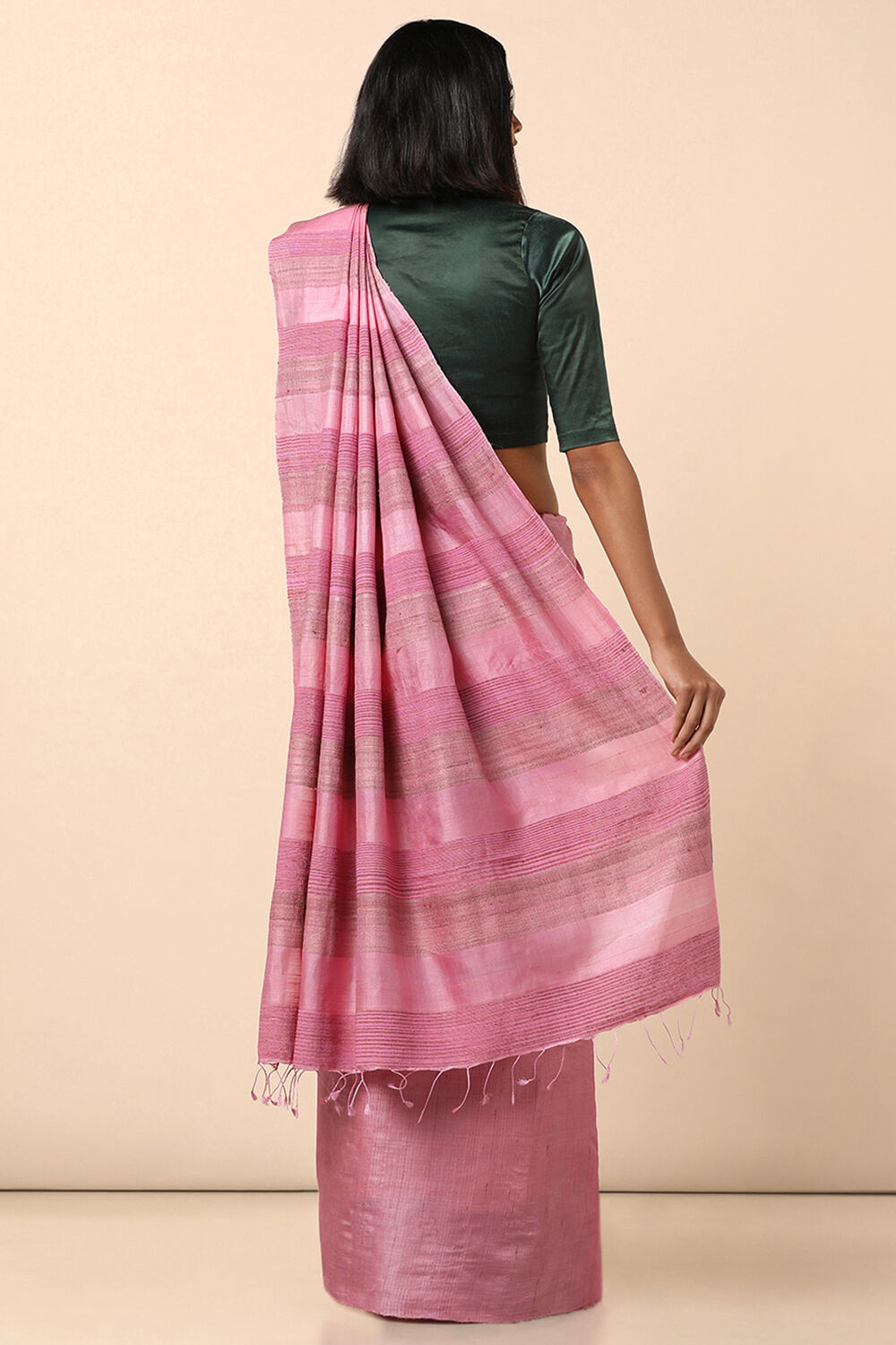 Light Pink Pure Tussar Silk Woven Saree image number null