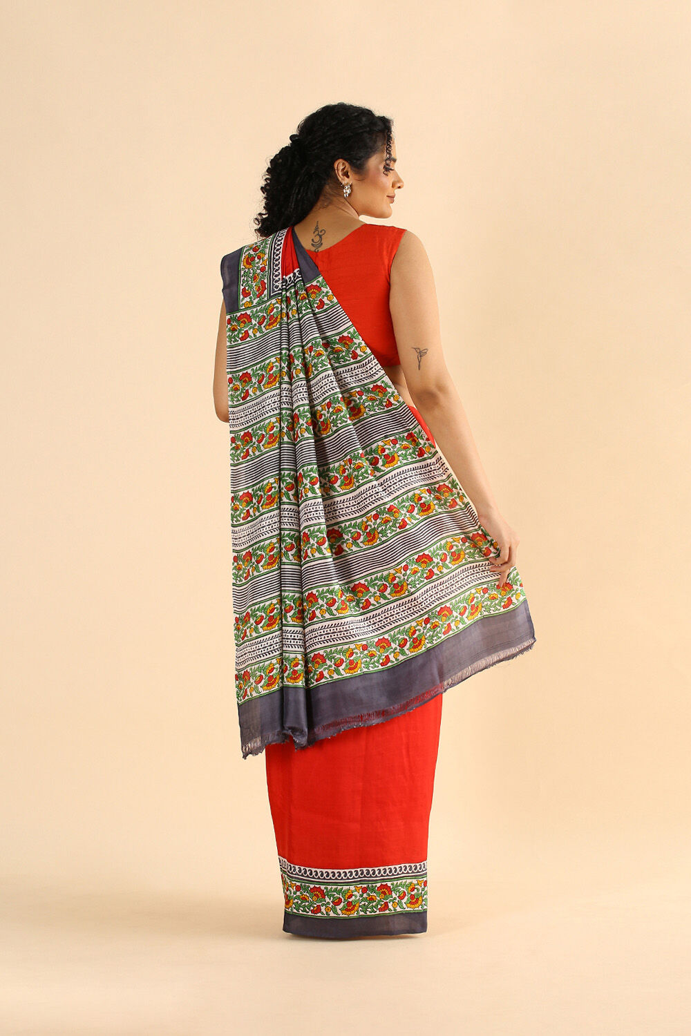 Red Pure Silk Printed Saree image number null