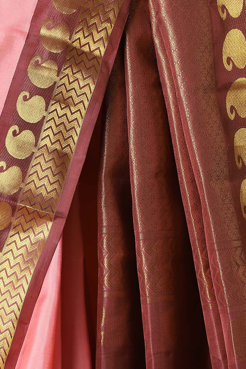 Light Orange Pure Silk Kanjivaram Saree image number null