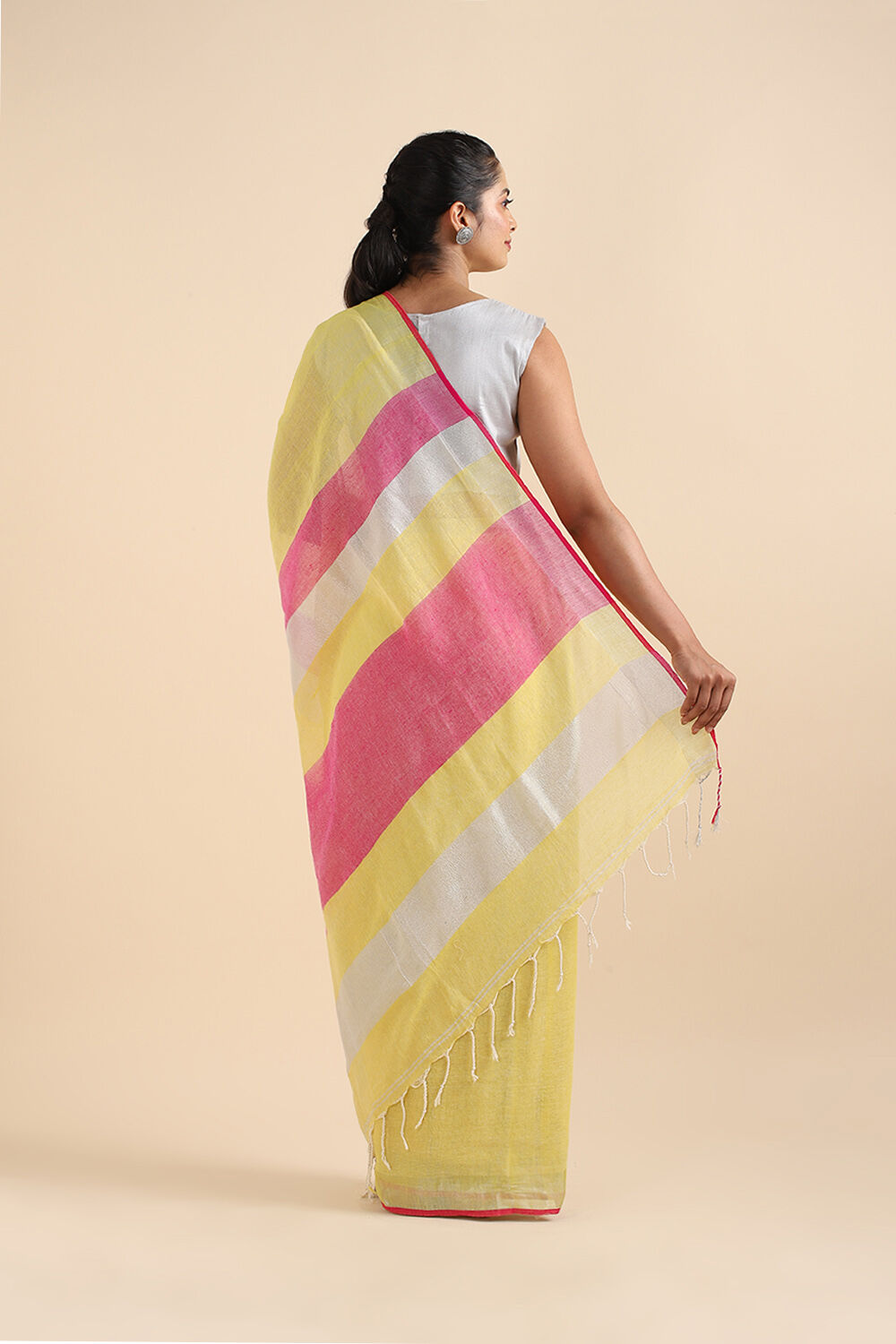 Light Pure Yellow Cotton Bengal Saree image number null