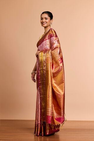 Light Pink Kanjeevaram Pure Silk Tissue Brocade Saree thumbnail image number null