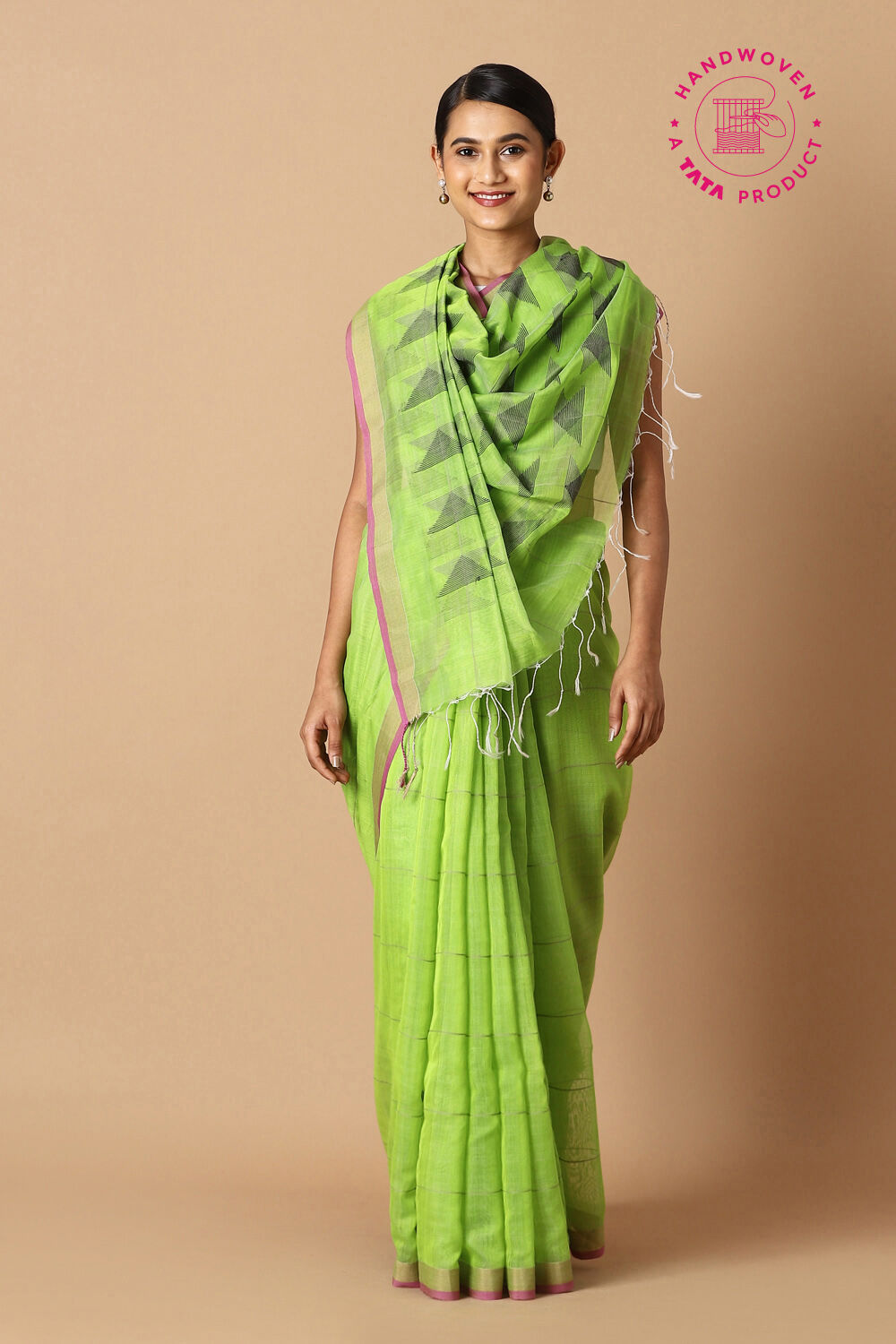 Light Green Pure Silk Cotton Bengal Saree image number null