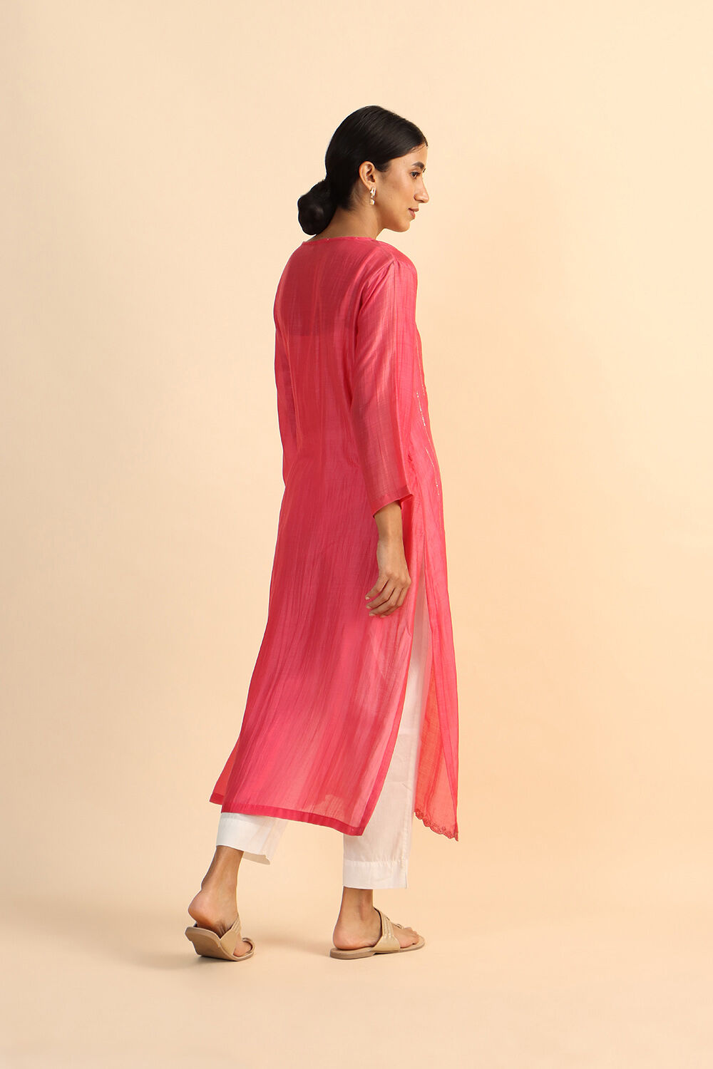 Pink Viscose Embroidered Kurta image number null