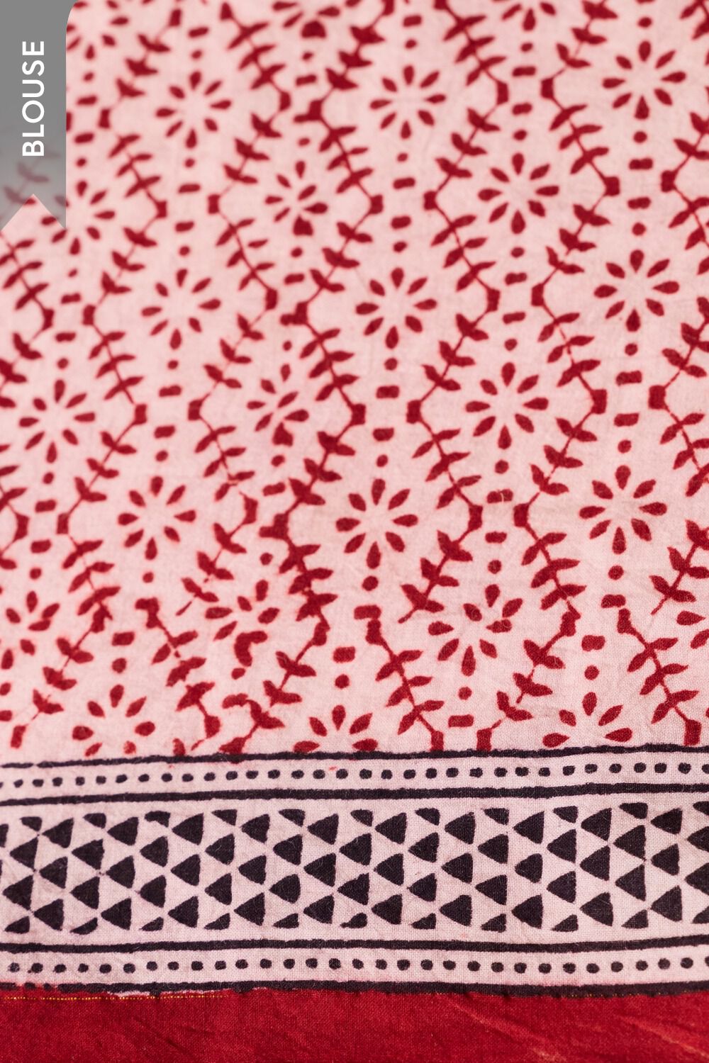 Red Bagh Block Printed Pure Cotton Saree image number null
