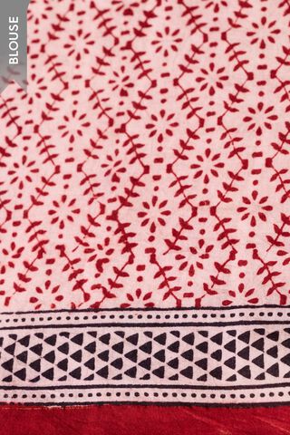 Red Bagh Block Printed Pure Cotton Saree thumbnail image number null