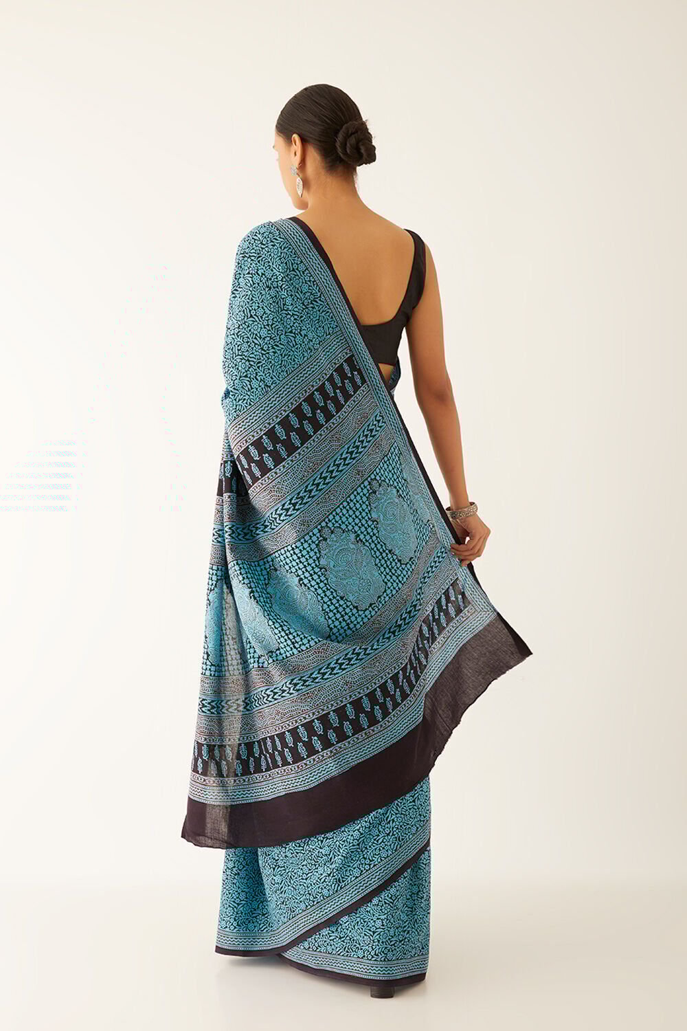 Light Blue Pure Cotton Bagh Printed Saree image number null