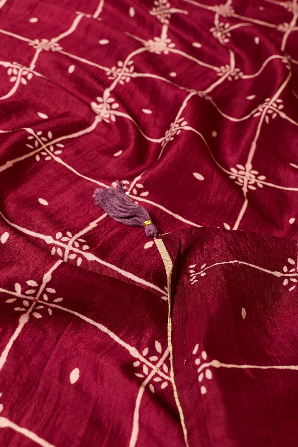 Dark Pink Murshidabad Pure Silk Mukaish Saree image number null