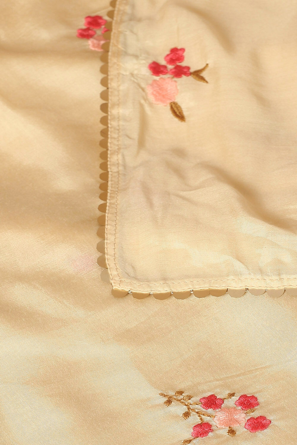 Beige Viscose Embroidered Saree image number null
