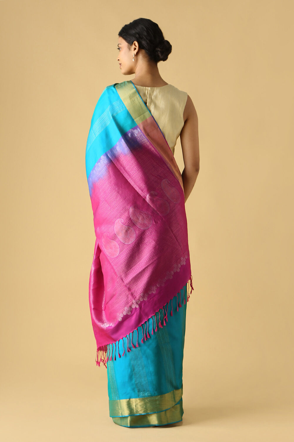 Dark Blue Pure Silk South Saree image number null