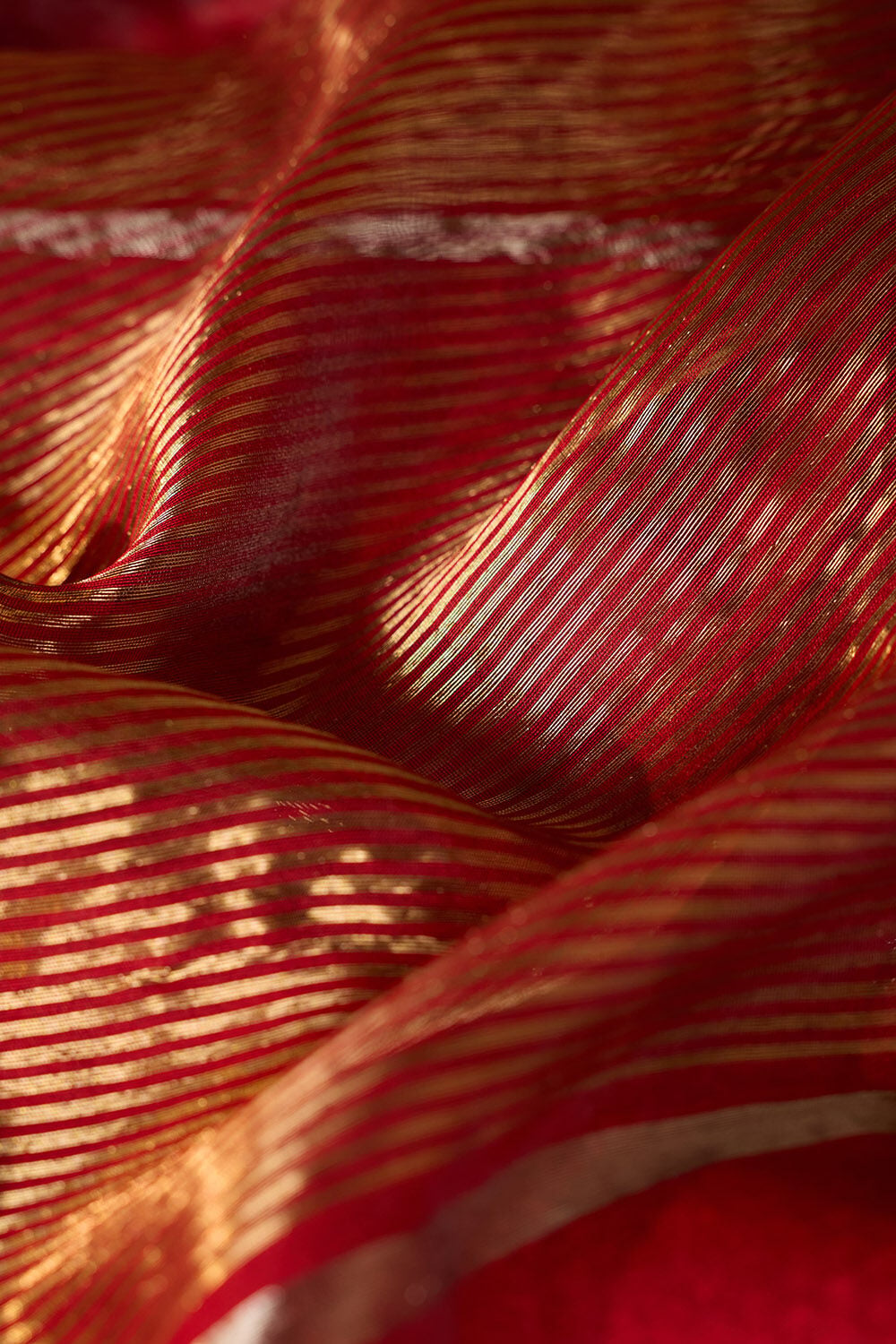 Red Woven Pure Silk Cotton Chanderi Saree image number null