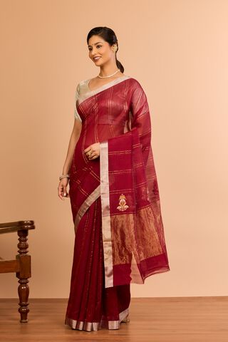 Red Silk Cotton Chanderi Eknaliya Saree thumbnail image number null
