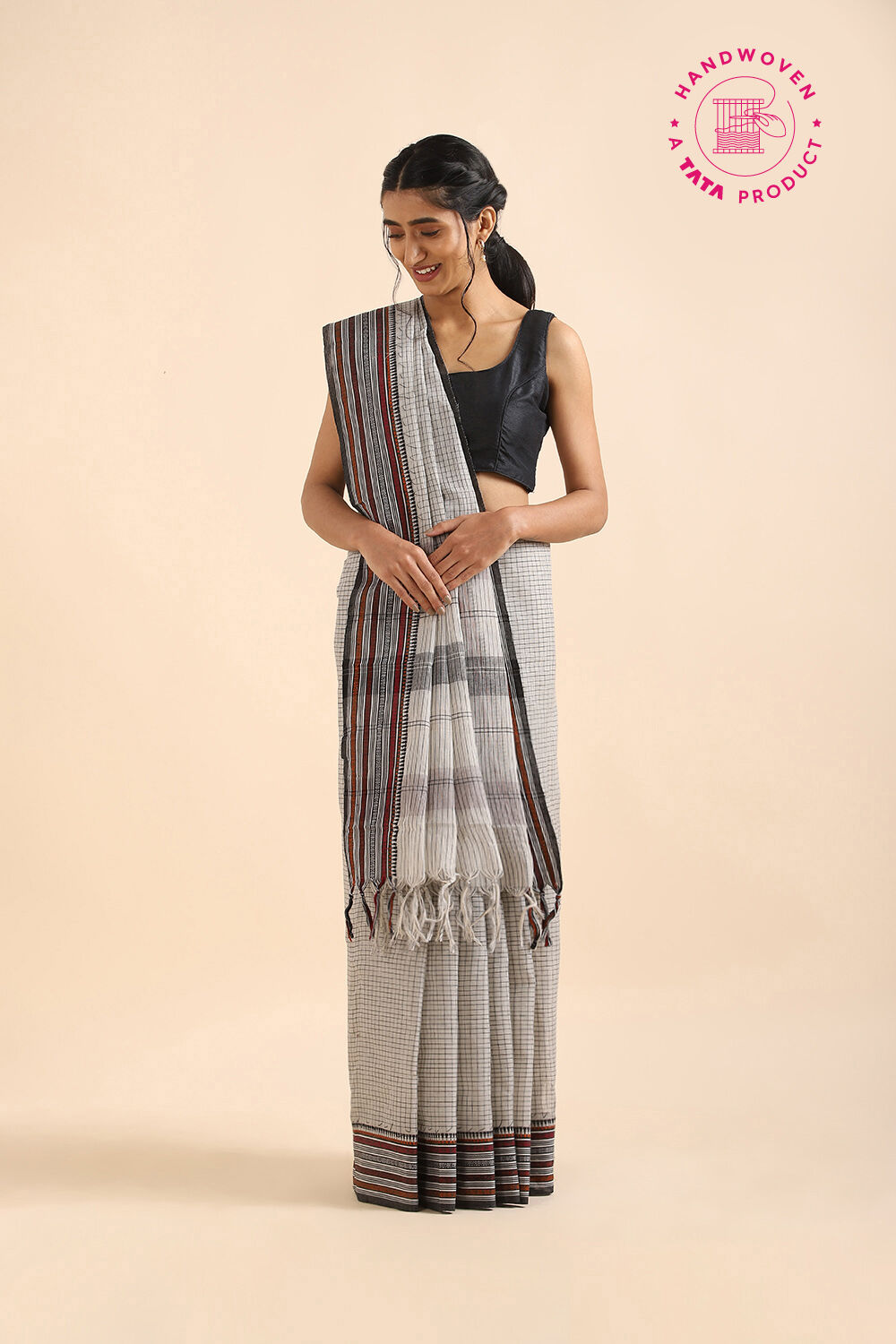 White Pure Cotton Naranyanpet Saree image number null