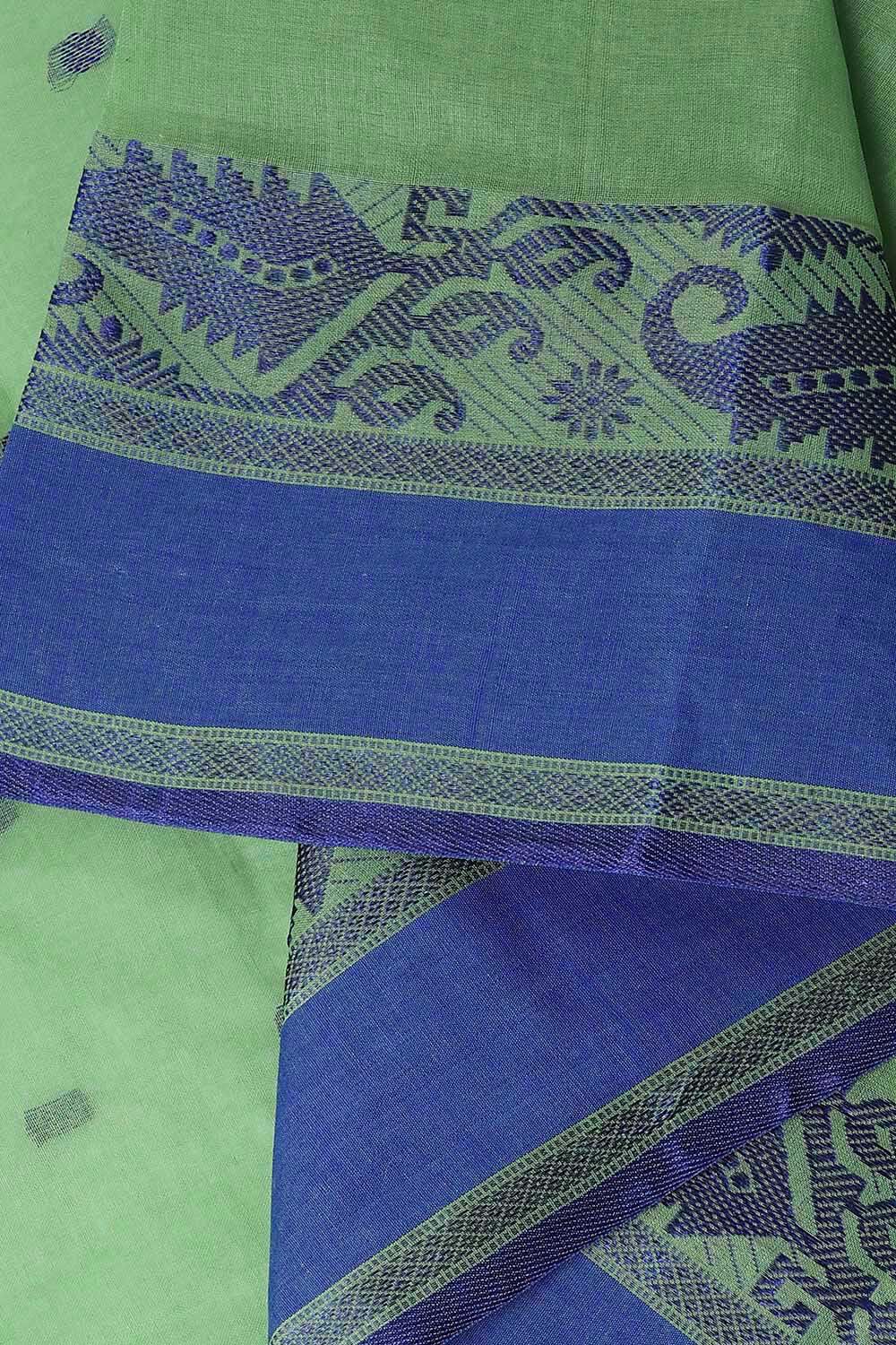Light Pure Green Cotton Bengal Saree image number null