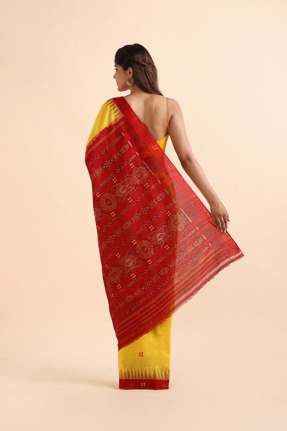 Dark Yellow Pure Cotton Odissa Ikat Saree image number null