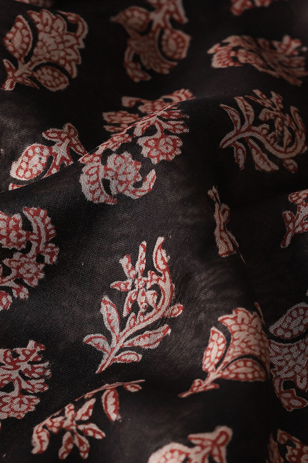 Black Pure Silk Cotton Bagru Printed Saree image number null