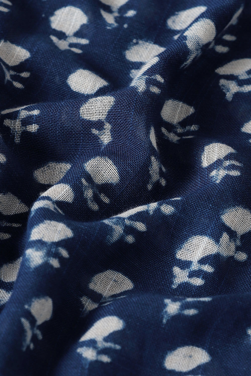Dark Blue Pure Cotton Linen Bagru Printed Saree image number null