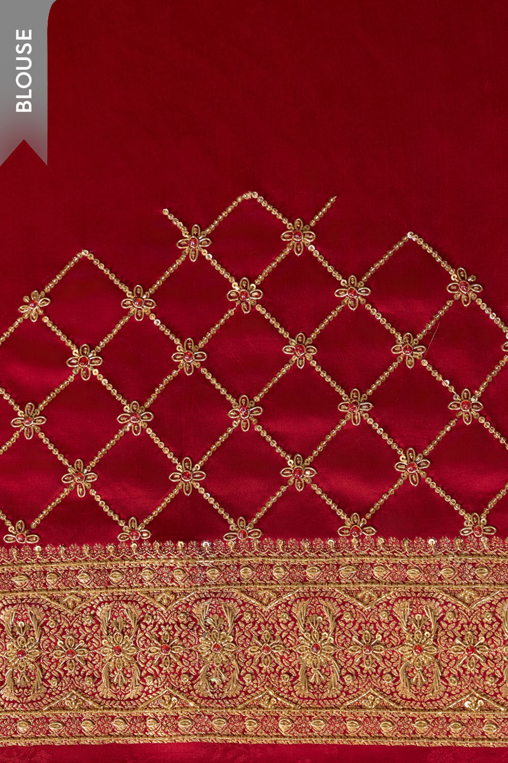 Red Viscose Satin Woven Saree image number null
