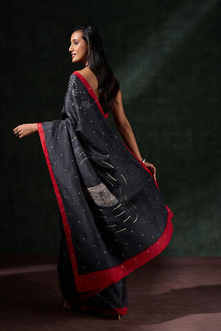 Black Tussar Muga Batik Saree thumbnail image number null